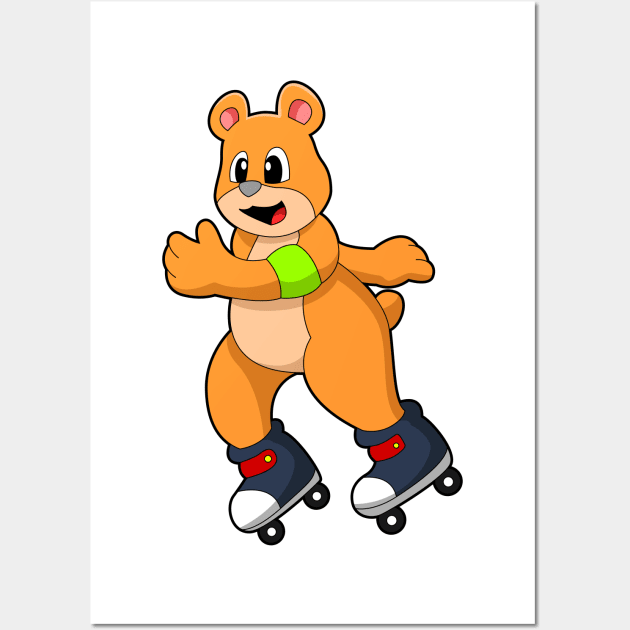 Bear as Skater with Inline skates Wall Art by Markus Schnabel